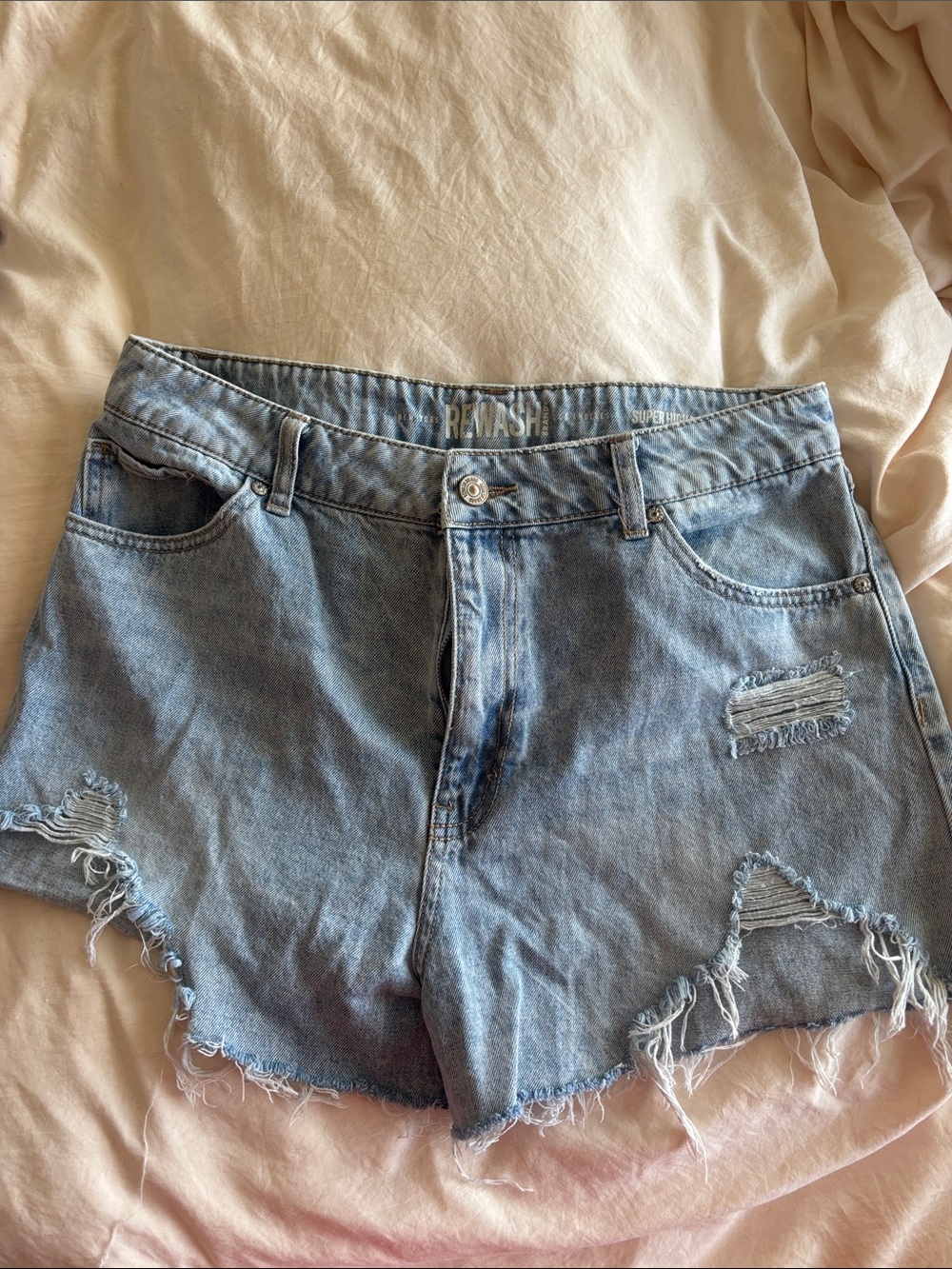Rewash Light Blue Distressed Denim Jean Shorts